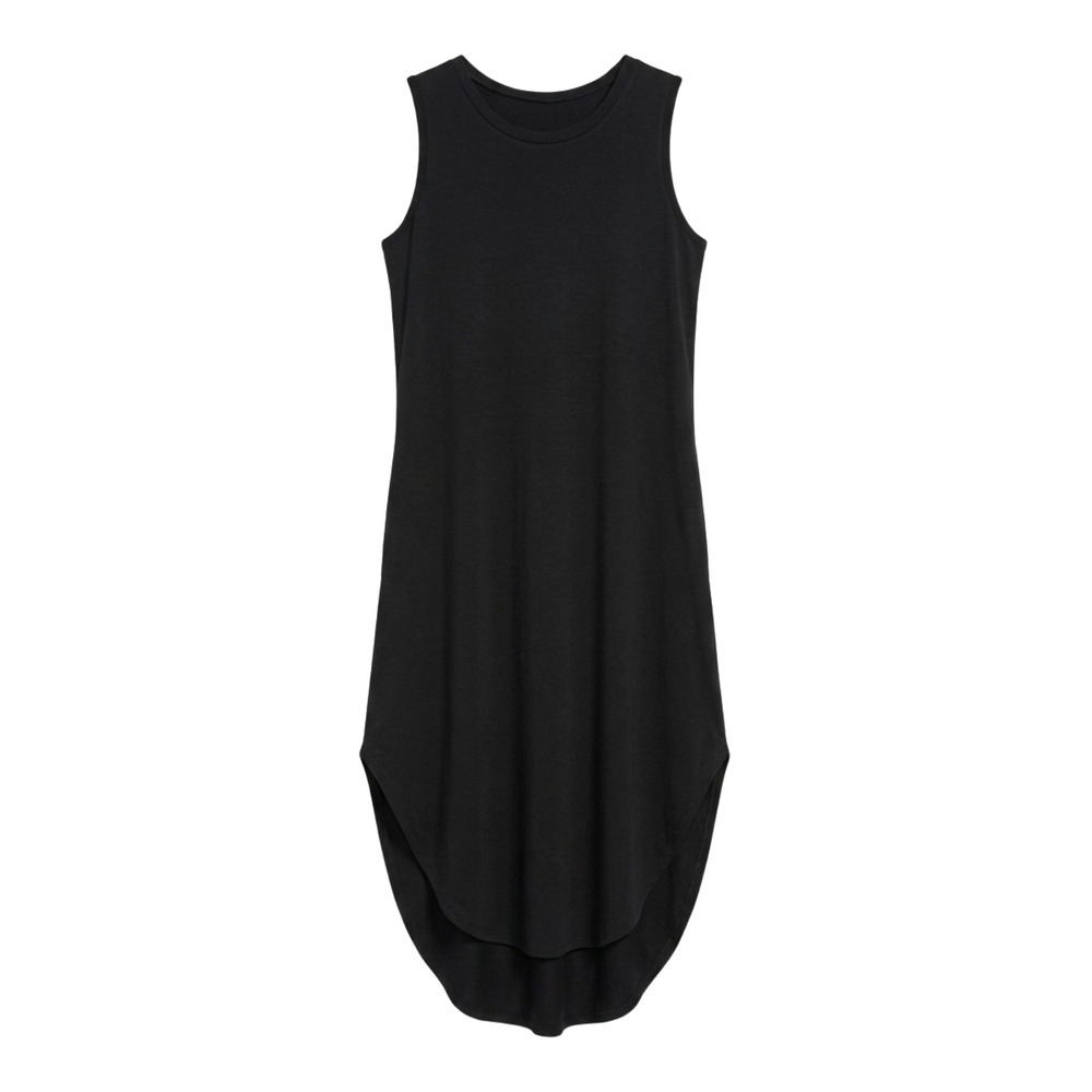 Sleeveless Black Midi Dress Crew Neck Knit Muscle Tank Dress Women Size Medium